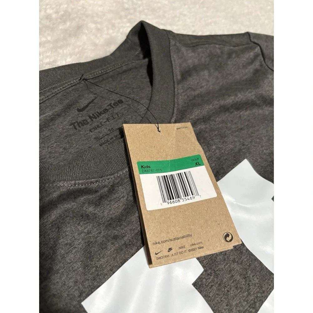 New Nike T Shirt Kids Boys XL Gray Short Sleeve Performance Dri Fit H Football